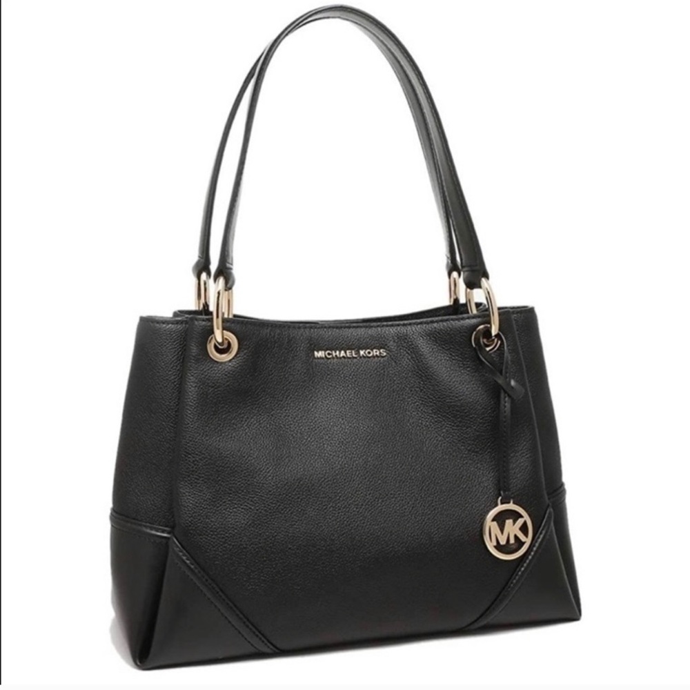 🌺 MICHAEL KORS 🌺 BLACK NICOLE LARGE SATCHEL - Picture 2 of 9